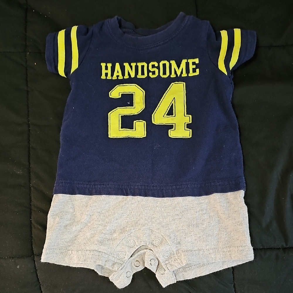 Carter's Blue and Gray Handsome 24 Romper